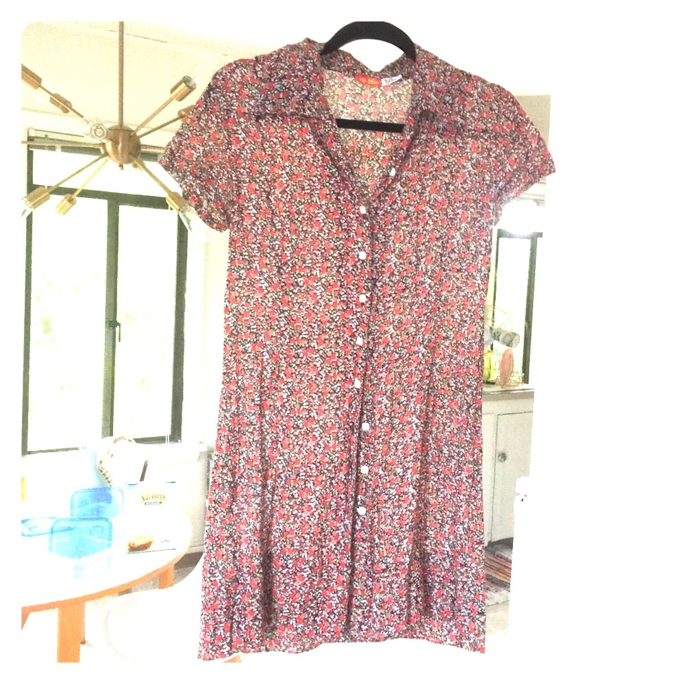 Vintage button down floral dress